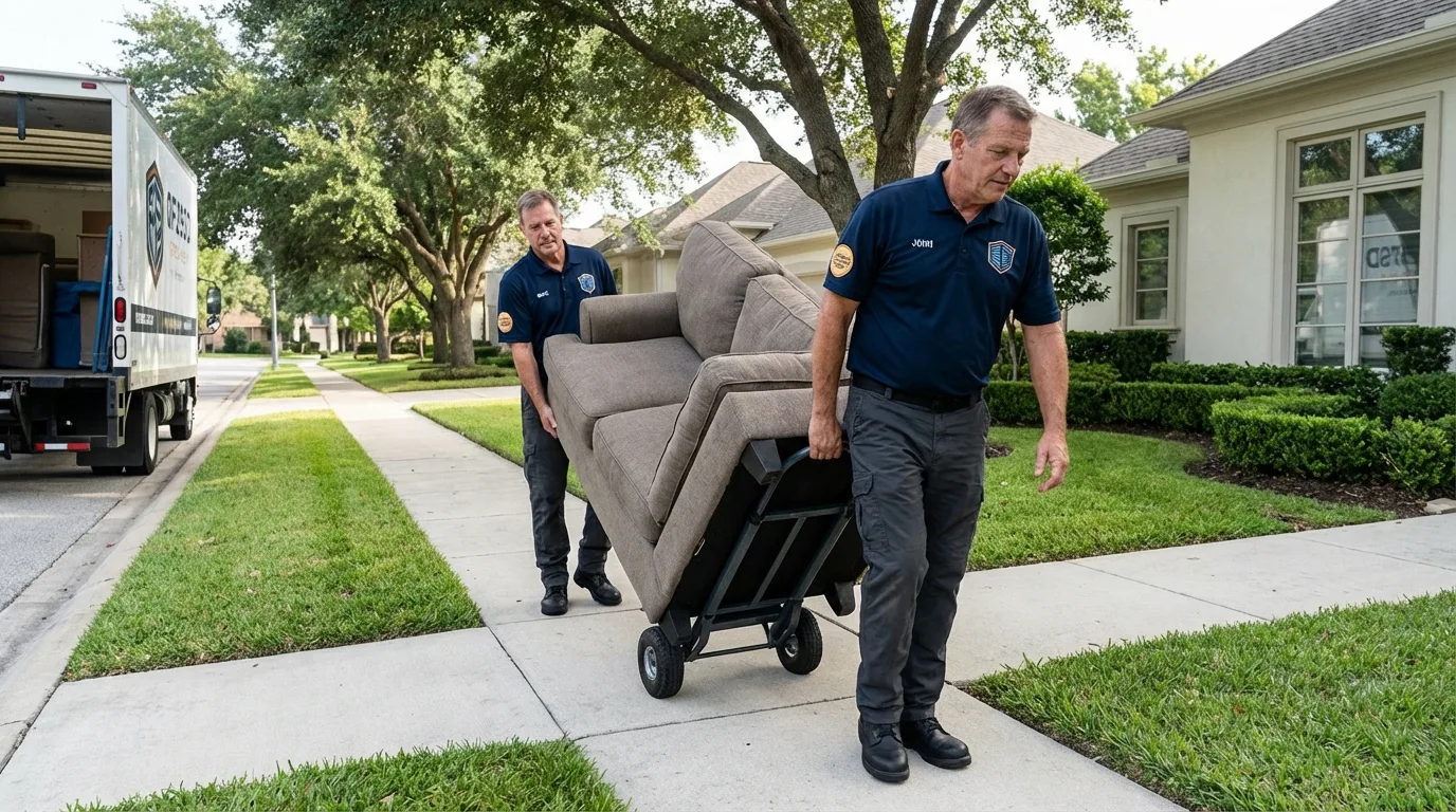 Local residential moving crew loading furniture in Arkansas City, KS