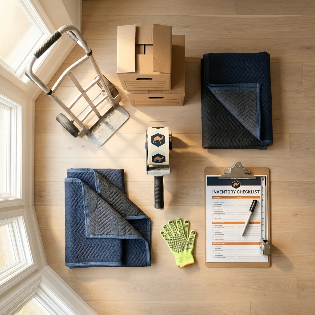 Professional moving supplies and packing materials layout for Arkansas City residential relocations